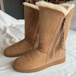 Abeo Genuine Sheepskin Boots Tan Size 10